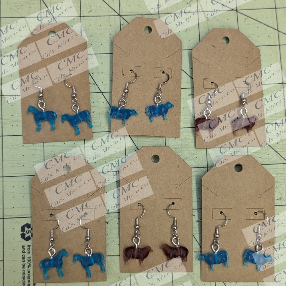 Blue and Brown Animal Earrings Set